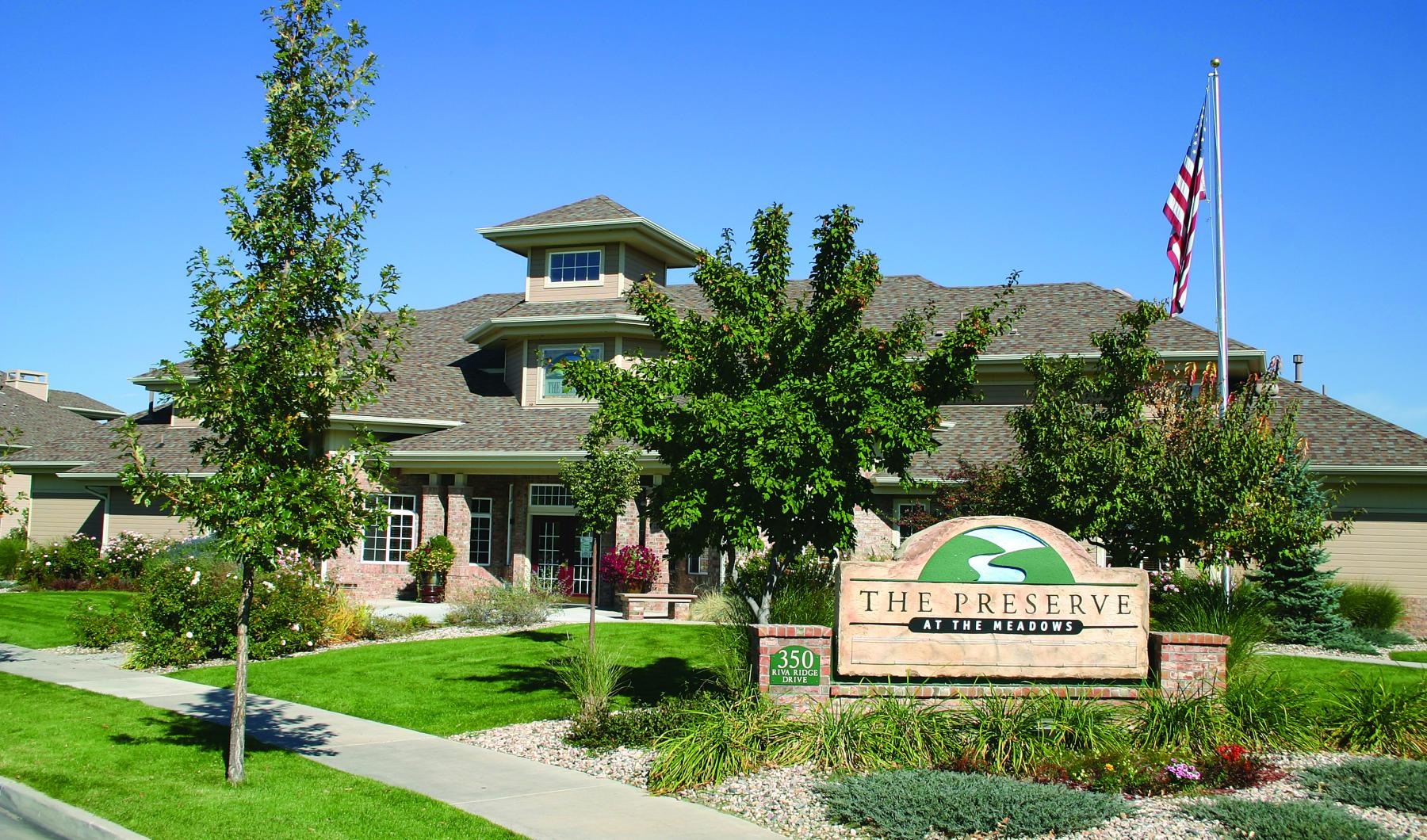 a building with a sign in front